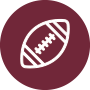 A football icon in a maroon circle.