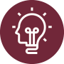 A light bulb icon in a maroon circle.