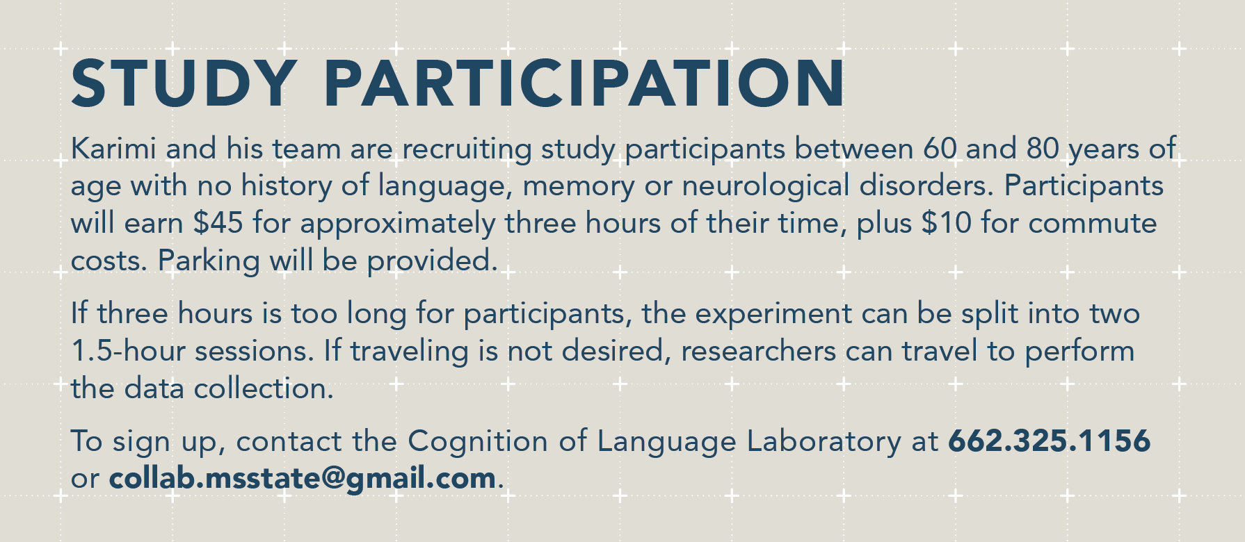 A flyer with the words study participation.